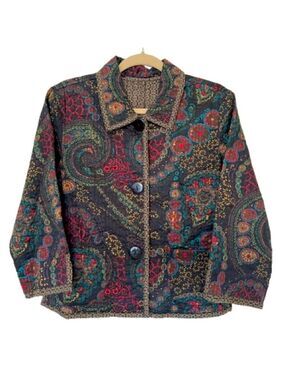 Vintage Women’s Fully Reversible Cottagecore Quilted Crop Jacket